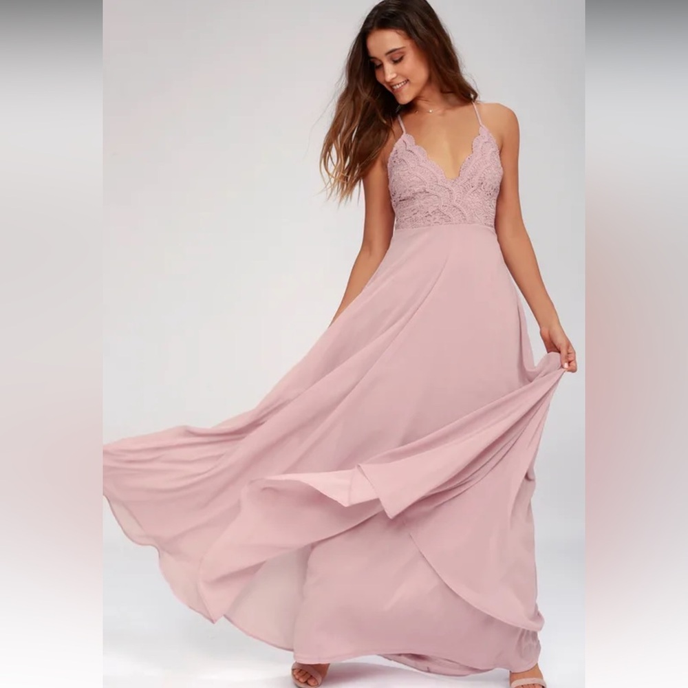 Lulu's Dusty Rose Lace Maxi Dress